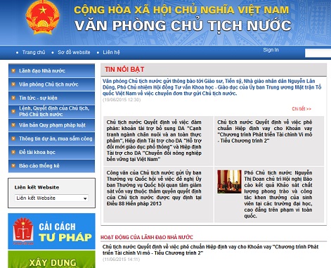 Khai trương trang thông tin điện tử Văn phòng Chủ tịch nước